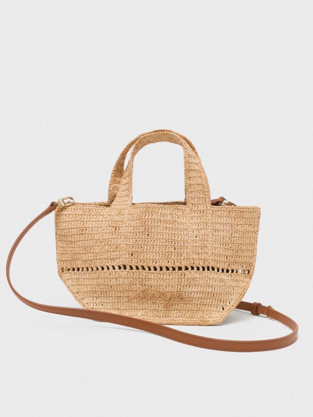 Natural raffia mini tote